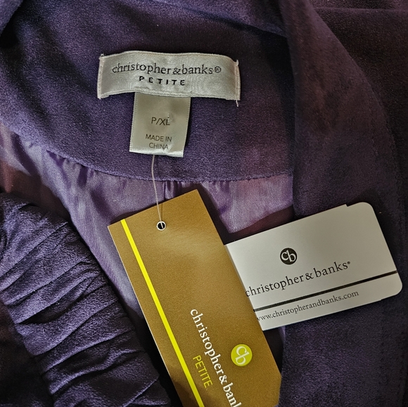 Christopher & Banks NWT 3/4 scrunchy sleeve open face blazer. PXL - Picture 4 of 5